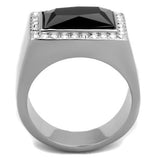 TK1810 - Stainless Steel Ring High polished (no plating) Men Synthetic Jet