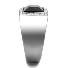 TK1810 - Stainless Steel Ring High polished (no plating) Men Synthetic Jet