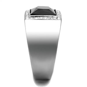 TK1810 - Stainless Steel Ring High polished (no plating) Men Synthetic Jet