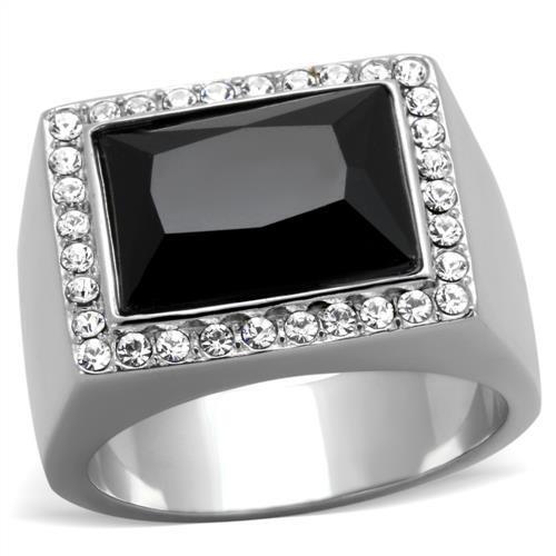TK1810 - Stainless Steel Ring High polished (no plating) Men Synthetic Jet