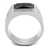 TK1811 - Stainless Steel Ring High polished (no plating) Men Synthetic Jet