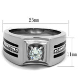 TK1814 - Stainless Steel Ring High polished (no plating) Men AAA Grade CZ Clear