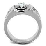 TK1814 - Stainless Steel Ring High polished (no plating) Men AAA Grade CZ Clear