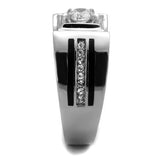 TK1814 - Stainless Steel Ring High polished (no plating) Men AAA Grade CZ Clear