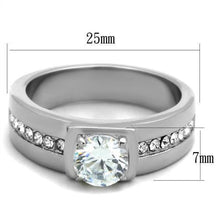 TK1816 - Stainless Steel Ring High polished (no plating) Men AAA Grade CZ Clear