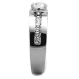 TK1816 - Stainless Steel Ring High polished (no plating) Men AAA Grade CZ Clear