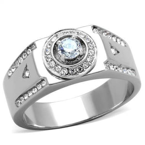 TK1819 - Stainless Steel Ring High polished (no plating) Men AAA Grade CZ Clear