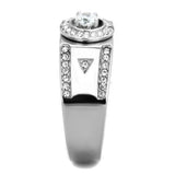 TK1819 - Stainless Steel Ring High polished (no plating) Men AAA Grade CZ Clear