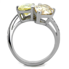 TK1820 - Stainless Steel Ring High polished (no plating) Women AAA Grade CZ Multi Color