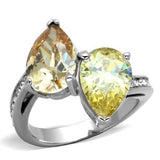 TK1820 - Stainless Steel Ring High polished (no plating) Women AAA Grade CZ Multi Color