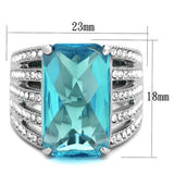 TK1826 - Stainless Steel Ring High polished (no plating) Women Synthetic Sea Blue