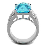 TK1826 - Stainless Steel Ring High polished (no plating) Women Synthetic Sea Blue