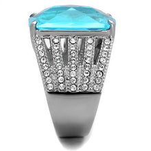 TK1826 - Stainless Steel Ring High polished (no plating) Women Synthetic Sea Blue