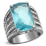 TK1826 - Stainless Steel Ring High polished (no plating) Women Synthetic Sea Blue