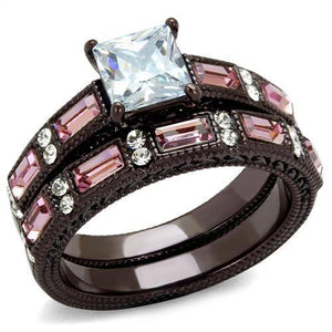 TK1829DC - Stainless Steel Ring IP Dark Brown (IP coffee) Women AAA Grade CZ Clear