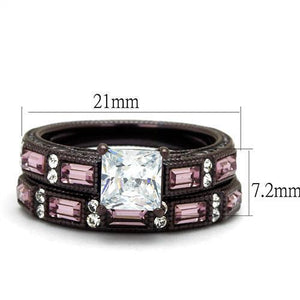 TK1829DC - Stainless Steel Ring IP Dark Brown (IP coffee) Women AAA Grade CZ Clear