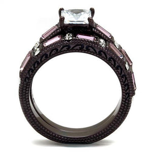 TK1829DC - Stainless Steel Ring IP Dark Brown (IP coffee) Women AAA Grade CZ Clear