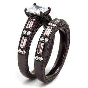 TK1829DC - Stainless Steel Ring IP Dark Brown (IP coffee) Women AAA Grade CZ Clear