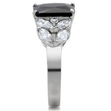 TK182 - Stainless Steel Ring High polished (no plating) Women AAA Grade CZ Jet