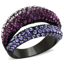 TK1831 - Stainless Steel Ring IP Black(Ion Plating) Women Top Grade Crystal Multi Color