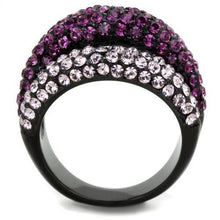TK1831 - Stainless Steel Ring IP Black(Ion Plating) Women Top Grade Crystal Multi Color