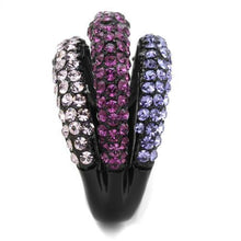 TK1831 - Stainless Steel Ring IP Black(Ion Plating) Women Top Grade Crystal Multi Color