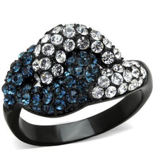 TK1833 - Stainless Steel Ring IP Black(Ion Plating) Women Top Grade Crystal Montana