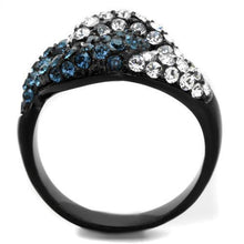 TK1833 - Stainless Steel Ring IP Black(Ion Plating) Women Top Grade Crystal Montana