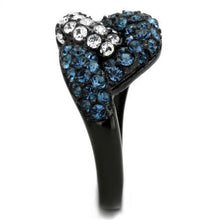 TK1833 - Stainless Steel Ring IP Black(Ion Plating) Women Top Grade Crystal Montana