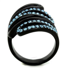 TK1835 - Stainless Steel Ring IP Black(Ion Plating) Women Top Grade Crystal Sea Blue