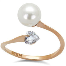 TK1837 - Stainless Steel Ring IP Rose Gold(Ion Plating) Women Synthetic White