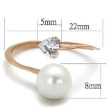 TK1837 - Stainless Steel Ring IP Rose Gold(Ion Plating) Women Synthetic White