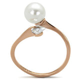 TK1837 - Stainless Steel Ring IP Rose Gold(Ion Plating) Women Synthetic White
