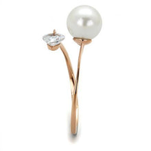 TK1837 - Stainless Steel Ring IP Rose Gold(Ion Plating) Women Synthetic White