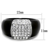 TK1840 - Stainless Steel Ring Two-Tone IP Black (Ion Plating) Women Top Grade Crystal Clear