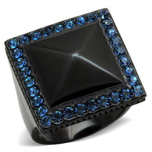 TK1841 - Stainless Steel Ring IP Black(Ion Plating) Women Top Grade Crystal Montana
