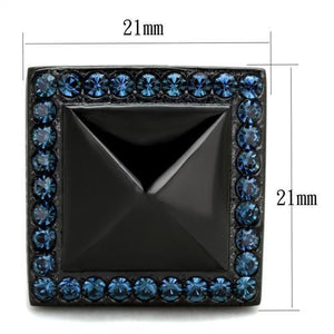 TK1841 - Stainless Steel Ring IP Black(Ion Plating) Women Top Grade Crystal Montana
