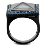 TK1841 - Stainless Steel Ring IP Black(Ion Plating) Women Top Grade Crystal Montana
