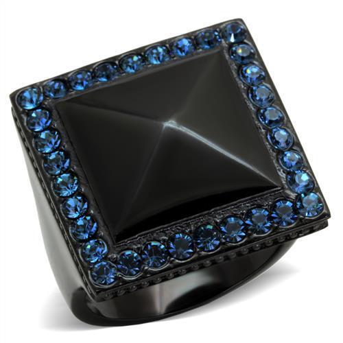 TK1841 - Stainless Steel Ring IP Black(Ion Plating) Women Top Grade Crystal Montana