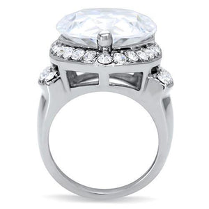 TK184 - Stainless Steel Ring High polished (no plating) Women AAA Grade CZ Clear