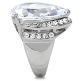 TK184 - Stainless Steel Ring High polished (no plating) Women AAA Grade CZ Clear