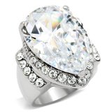 TK184 - Stainless Steel Ring High polished (no plating) Women AAA Grade CZ Clear