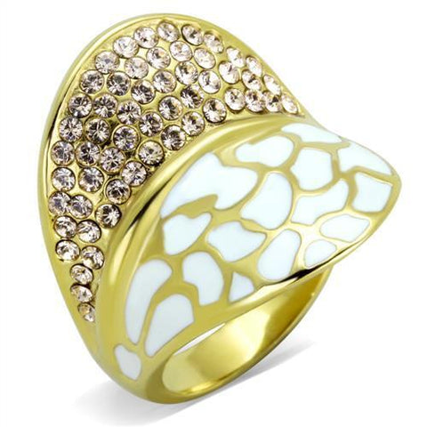 TK1851 - Stainless Steel Ring IP Gold(Ion Plating) Women Top Grade Crystal Clear