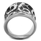 TK1853 - Stainless Steel Ring High polished (no plating) Women Top Grade Crystal Clear