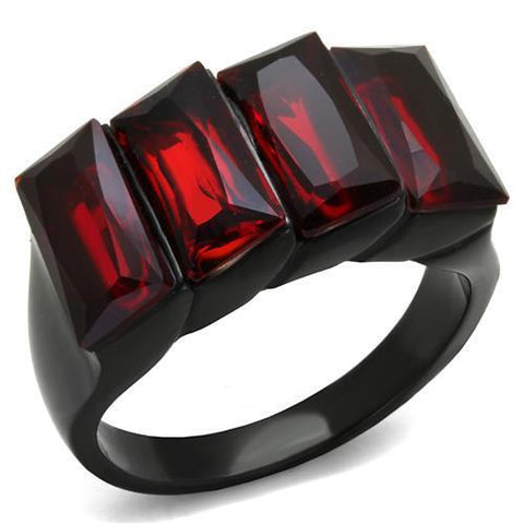 TK1854 - Stainless Steel Ring IP Black(Ion Plating) Women Synthetic Siam