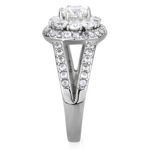 TK1855 - Stainless Steel Ring High polished (no plating) Women AAA Grade CZ Clear