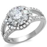 TK1855 - Stainless Steel Ring High polished (no plating) Women AAA Grade CZ Clear