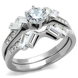 TK1856 - Stainless Steel Ring High polished (no plating) Women AAA Grade CZ Clear
