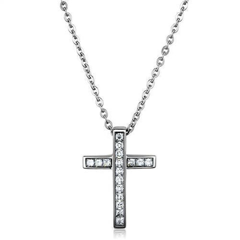 TK1858 - Stainless Steel Chain Pendant High polished (no plating) Women AAA Grade CZ Clear