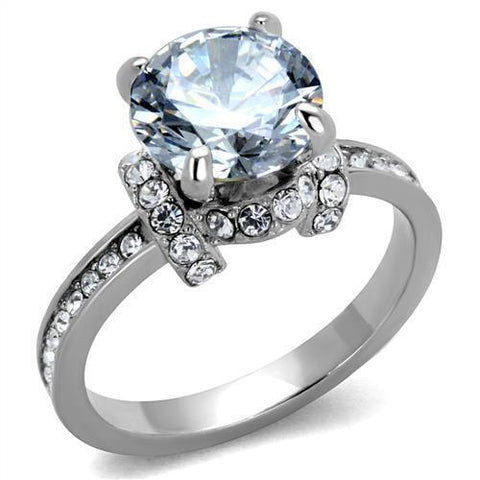 TK1859 - Stainless Steel Ring No Plating Women AAA Grade CZ Clear